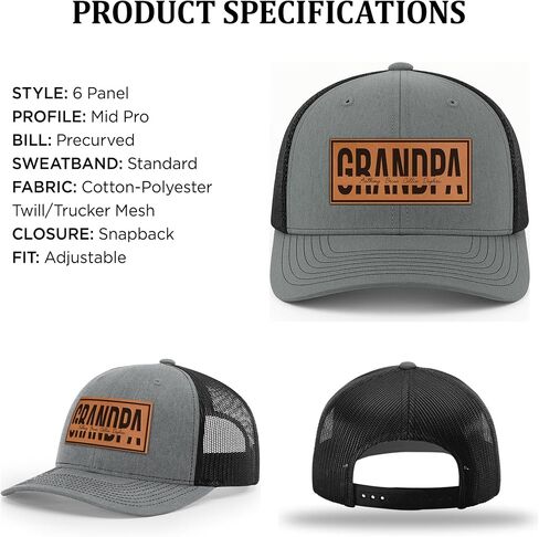 Personalized Grandpa Gifts for Men - Custom Pawpaw Hat with Kids Names - Premium Leather Patch Custom Gifts - New Grandpa Hat - Men's Birthday Accessory or Grandpa Baby Announcement Multi in Saudi Arabia
