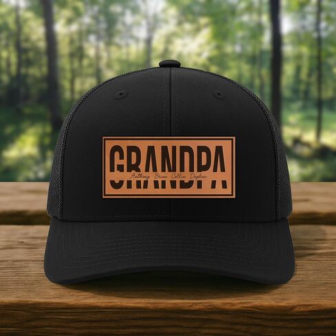 Personalized Grandpa Gifts for Men - Custom Pawpaw Hat with Kids Names - Premium Leather Patch Custom Gifts - New Grandpa Hat - Men's Birthday Accessory or Grandpa Baby Announcement Multi in Saudi Arabia