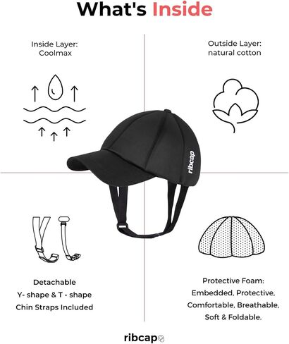 Ribcap Baseball Cap Medical Grade Protective Hat | Black | Soft Hat for Epilepsy | Protective Cap for Seizures in Saudi Arabia