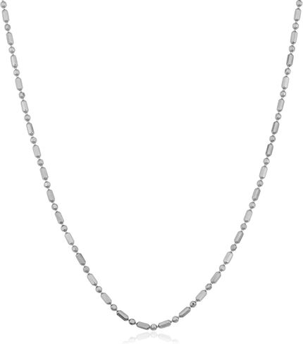 Kooljewelry 14k White Gold Diamond-cut Alternate Bead Ball Chain Necklace (1 mm, 18 inch) in Kuwait