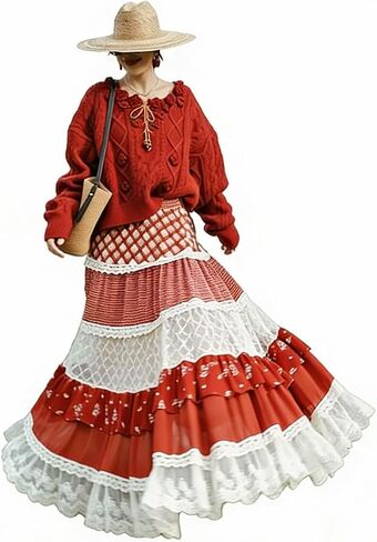 Y2k Retro College Style midi Skirt with Summer high Waist and Slimming Effect Patchwork lace Skirt in Saudi Arabia
