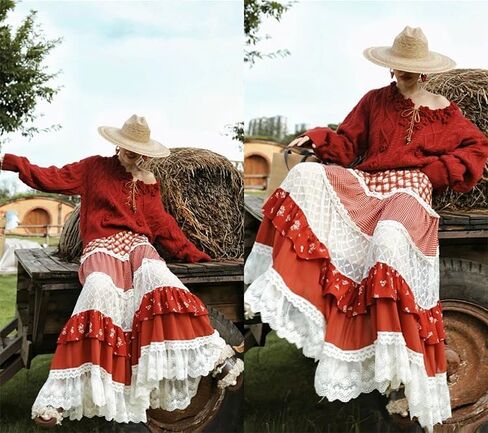Y2k Retro College Style midi Skirt with Summer high Waist and Slimming Effect Patchwork lace Skirt in Saudi Arabia