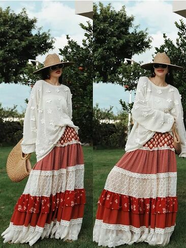 Y2k Retro College Style midi Skirt with Summer high Waist and Slimming Effect Patchwork lace Skirt in Saudi Arabia