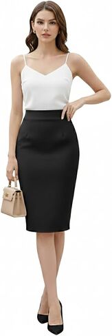 TRENDMALLS Women's High Waist Stretch Below Knee Suit Pencil Skirts for Women in Saudi Arabia