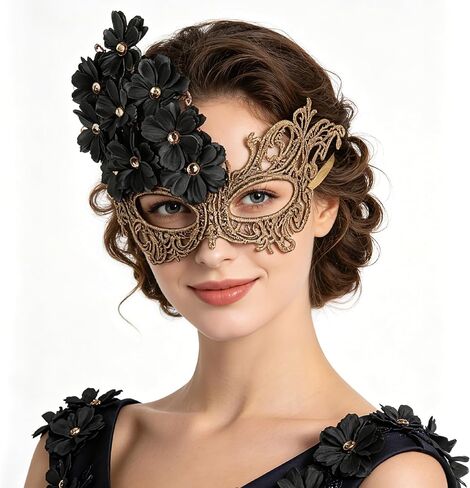 BABEYOND Elegant Floral Masquerade Mask for Women Venetian Lace Party Ball Costume Halloween Cosplay Accessory in Kuwait