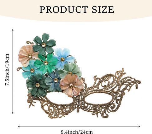 BABEYOND Elegant Floral Masquerade Mask for Women Venetian Lace Party Ball Costume Halloween Cosplay Accessory in Kuwait