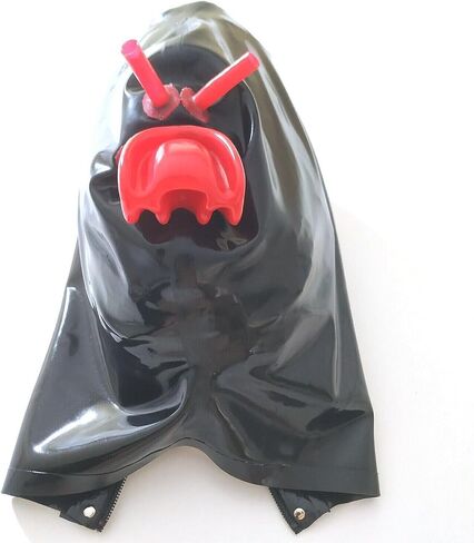 Full Face Cover Mask with Eye and Mouth Hole, Transparent Sex BTSM Latex Hood SM Mask with Zipper for Party, Cosplay (Black, XL) in Saudi Arabia