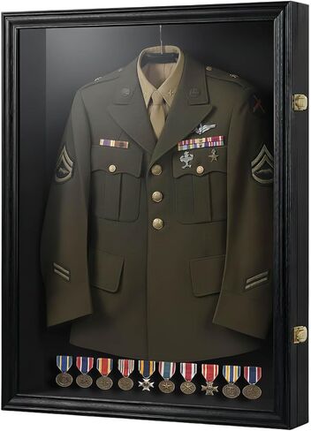 Extra Large Military Uniform Shadow Box, Jumbo Lockable Memorabilia Uniform Display Case with 98% UV Protection Acrylic Door, for Preserving Military, Police, Air Force, Navy Uniforms Jackets in Saudi Arabia
