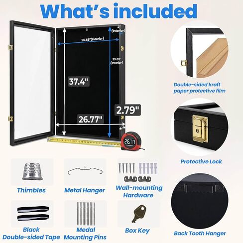 Extra Large Military Uniform Shadow Box, Jumbo Lockable Memorabilia Uniform Display Case with 98% UV Protection Acrylic Door, for Preserving Military, Police, Air Force, Navy Uniforms Jackets in Saudi Arabia