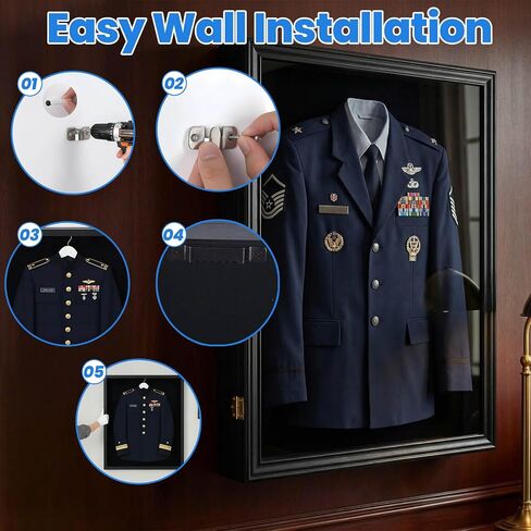 Extra Large Military Uniform Shadow Box, Jumbo Lockable Memorabilia Uniform Display Case with 98% UV Protection Acrylic Door, for Preserving Military, Police, Air Force, Navy Uniforms Jackets in Saudi Arabia
