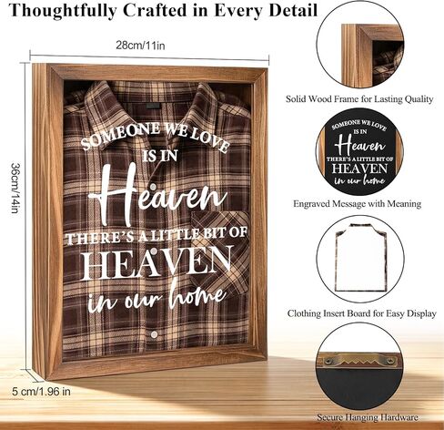 Mooncraftlogy Sympathy Gifts for Loss of Loved One, 11 x 14 in Pine Wood Memorial Shadow Box for Clothing, Shirt Frame Display Case for Dad Mom Family, Memorial Keepsake Gift, Brown in Saudi Arabia