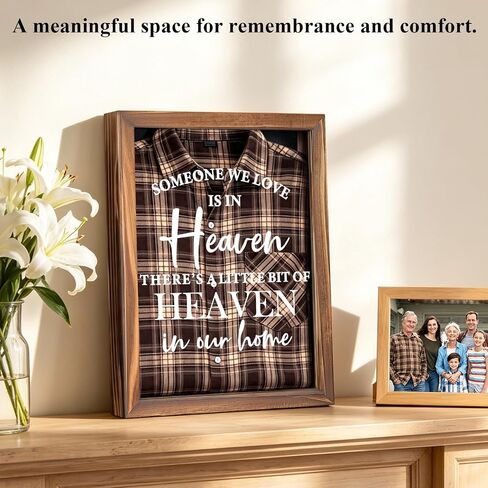 Mooncraftlogy Sympathy Gifts for Loss of Loved One, 11 x 14 in Pine Wood Memorial Shadow Box for Clothing, Shirt Frame Display Case for Dad Mom Family, Memorial Keepsake Gift, Brown in Saudi Arabia