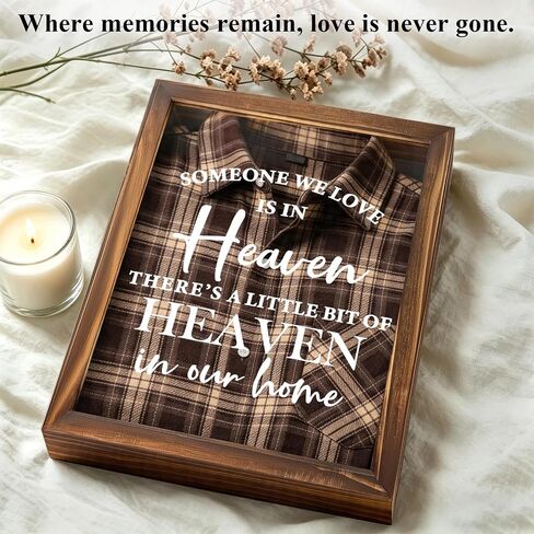 Mooncraftlogy Sympathy Gifts for Loss of Loved One, 11 x 14 in Pine Wood Memorial Shadow Box for Clothing, Shirt Frame Display Case for Dad Mom Family, Memorial Keepsake Gift, Brown in Saudi Arabia