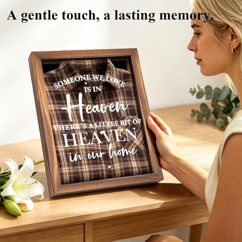 Mooncraftlogy Sympathy Gifts for Loss of Loved One, 11 x 14 in Pine Wood Memorial Shadow Box for Clothing, Shirt Frame Display Case for Dad Mom Family, Memorial Keepsake Gift, Brown in Saudi Arabia
