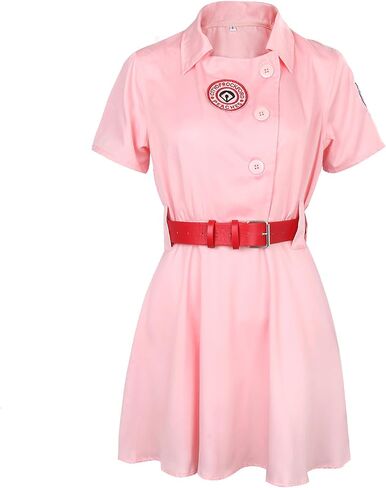 Women Girls Pink Baseball Costume Dress Hat Belts Outfit Adult League Baseball Fancy Dress Up Uniform in Saudi Arabia