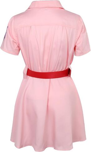 Women Girls Pink Baseball Costume Dress Hat Belts Outfit Adult League Baseball Fancy Dress Up Uniform in Saudi Arabia