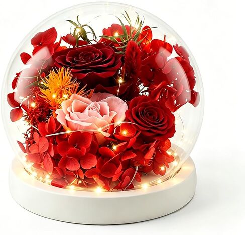 Forever Preserved Flowers Decoration in Clear Glass Dome, Long Lasting Flowers Gift for Her, Romantic Gift for Mother’s Day Valentine’s Day (Blue) in Saudi Arabia