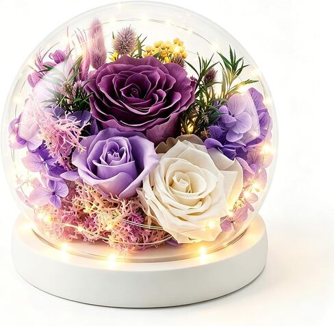 Forever Preserved Flowers Decoration in Clear Glass Dome, Long Lasting Flowers Gift for Her, Romantic Gift for Mother’s Day Valentine’s Day (Blue) in Saudi Arabia