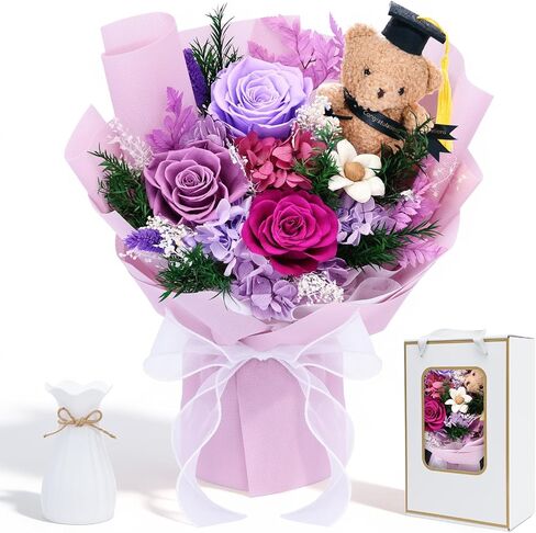 Preserved Red Rose Bouquet for her, Eternal Rose Gift Set in Premium-Quality for Girlfriend, Engagement, Mother’s Day, Birthday, Anniversary, Graduation, Valentine’s Day, Independent Day in Saudi Arabia