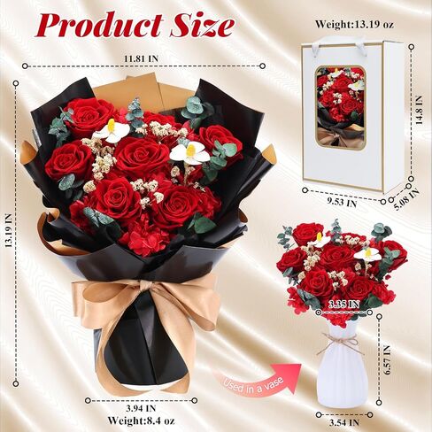 Preserved Red Rose Bouquet for her, Eternal Rose Gift Set in Premium-Quality for Girlfriend, Engagement, Mother’s Day, Birthday, Anniversary, Graduation, Valentine’s Day, Independent Day in Saudi Arabia