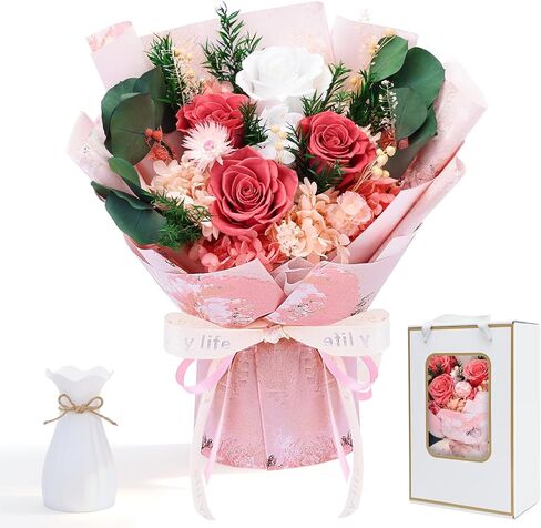 Preserved Red Rose Bouquet for her, Eternal Rose Gift Set in Premium-Quality for Girlfriend, Engagement, Mother’s Day, Birthday, Anniversary, Graduation, Valentine’s Day, Independent Day in Saudi Arabia