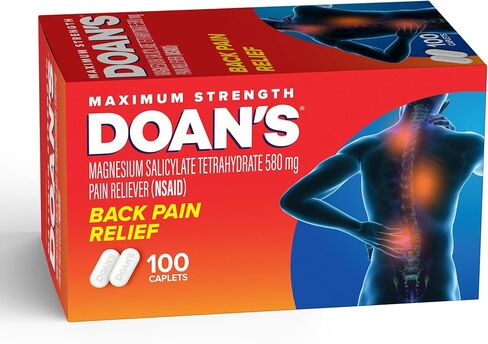 Doan’s Maximum Strength Back Pain Relief, 580 mg - 100 Caplets - Back Pain Reliever (NSAID) with Magnesium Salicylate Tetrahydrate​ in Kuwait