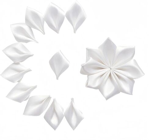 300 Pcs Satin Ribbon Pre-made Flower Petals Time-saving Half-finished Floral Petals for Handmade Wreaths, Centerpieces & Bouquets, Great for Weddings, Mother's Day & Valentine's Day (White) in Saudi Arabia