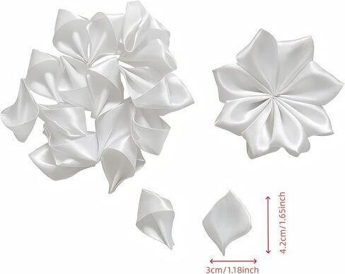 300 Pcs Satin Ribbon Pre-made Flower Petals Time-saving Half-finished Floral Petals for Handmade Wreaths, Centerpieces & Bouquets, Great for Weddings, Mother's Day & Valentine's Day (White) in Saudi Arabia