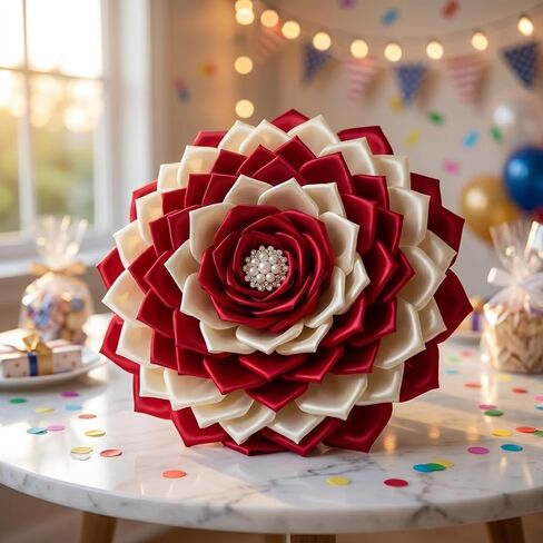 300 Pcs Satin Ribbon Pre-made Flower Petals Time-saving Half-finished Floral Petals for Handmade Wreaths, Centerpieces & Bouquets, Great for Weddings, Mother's Day & Valentine's Day (White) in Saudi Arabia