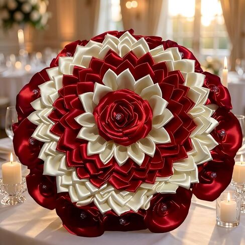 300 Pcs Satin Ribbon Pre-made Flower Petals Time-saving Half-finished Floral Petals for Handmade Wreaths, Centerpieces & Bouquets, Great for Weddings, Mother's Day & Valentine's Day (White) in Saudi Arabia