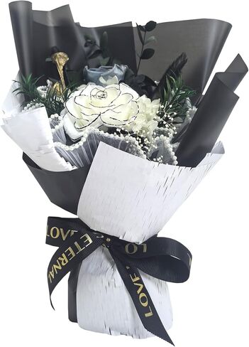 Preserved Flower Bouquet - Long-Lasting Flower with Gift Box, for Mother's Day, Anniversary Valentine's Day, Birthday Gift for Women Mom Grandma Wife Friends Her (Black) in Kuwait