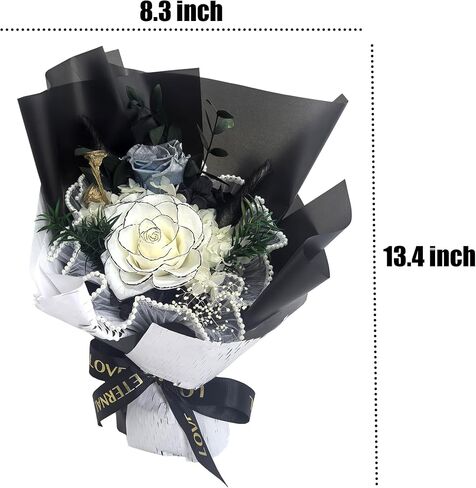 Preserved Flower Bouquet - Long-Lasting Flower with Gift Box, for Mother's Day, Anniversary Valentine's Day, Birthday Gift for Women Mom Grandma Wife Friends Her (Black) in Kuwait