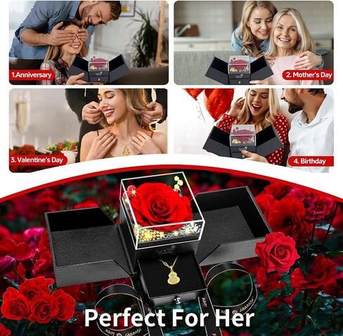 Preserved Real Rose Gift Box, Mothers Day Gifts for Mom, Eternal Flowers for Her Wife, Anniversary for Mom in Saudi Arabia