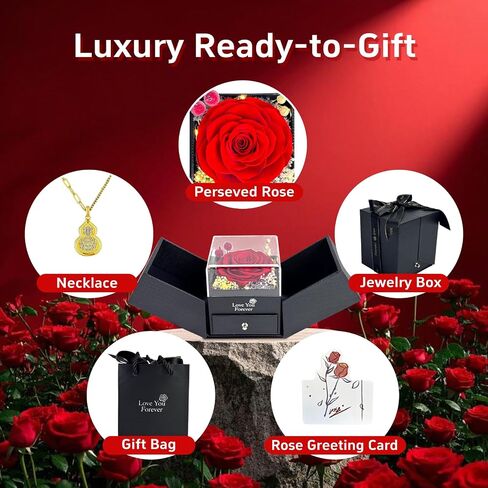 Preserved Real Rose Gift Box, Mothers Day Gifts for Mom, Eternal Flowers for Her Wife, Anniversary for Mom in Saudi Arabia