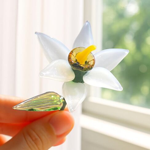Glass Birth Month Flower, Handmade Blown Glass Flower Gift for Birthday, Mother’s Day, Girlfriend, Best Friend, Sister, Grandma – Unique Gift for Her, Women, Family Set Keepsake in Saudi Arabia