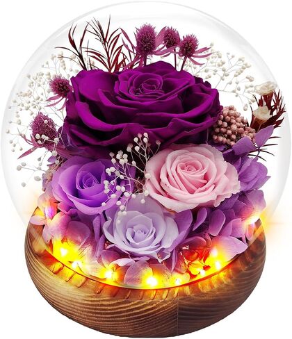 Preserved Rose Forever Flowers in Glass Dome Gifts for Women, Long-Lasting Real Flowers，Red Eternal Rose Birthday Gifts for Mom Valentines Day Anniversary for Wife Girlfriend in Kuwait