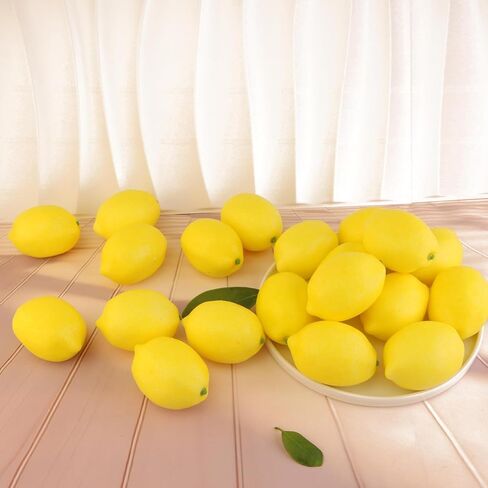 20pcs الليمون الاصطناعي ، فاكهة واقعية ليمون مزيفة ، زخارف الليمون الواقعية ، الدعائم الفوتوغرافية لحفلات الفاكهة الصيفية ، طاولة المطبخ المنزلي in Kuwait