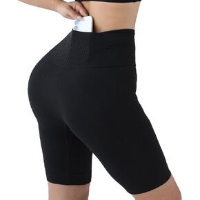 Womens High Waisted Running Shorts Tummy Control Workout Compression Shorts Quick Dry Biker Yoga Shorts with Pockets in Saudi Arabia