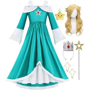 Girls Galaxy Princess Outfit Set, Teal Dress and Accessories Kids Princess Costume Dress for Halloween Party in Saudi Arabia