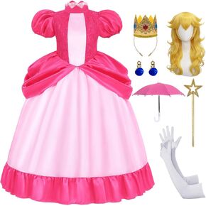 ZIW Kids Pink Princess Costume for Girls Royal Fantasy Princess Dress with Accessories Halloween Dress Up Set in Saudi Arabia