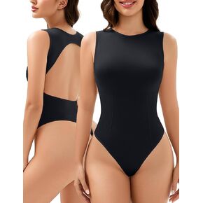Seamless Tank Top Bodysuit for Women, Sexy Crew Neck Thong Backless, Summer Going Out Tight Fit Body Suit in Saudi Arabia