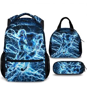 Shark Backpack for Kids Boys - 17 Inch Backpacks for Kindergarten Preschool Primary - Set of 3 Cool Durable Lighting Bookbag in Saudi Arabia
