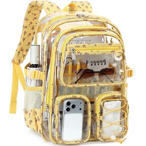 Hidds Clear Backpack for Girls Women Large School Bag Heavy Duty Transparent Backpacks College See Through Bookbag for Stadium Events School Work Festival Security Cute Kids Clear Pink Bow Back Pack in Saudi Arabia