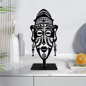 Metal African Mask Tabletop Decor, Traditional Tribal Ethnic Mask Table Top Decor, Abstract Africa Culture Artwork, Centerpiece Table Decorations, Afrocentric Gifts in Saudi Arabia