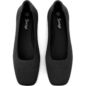 Soesyi Women's Mary Jane Ballet Flats Washable Knit Shoes Comfortable for Dressy Office Casual Walking Slip-on Square Toe Flats in Saudi Arabia