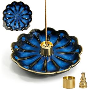 Incense Holder for Sticks, Ceramic Handmade Stick Incense Burner Tray with 2 Pcs Incense Holes – Multi-Purpose Ash Catcher for Sticks, Coils, White Sage & Palo Santo – Meditation Yoga Decor in Kuwait