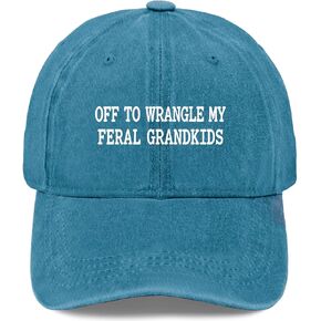 Off to Wrangle My Feral Grandkids Hat for Womens Fashion Washed Distressed in Kuwait