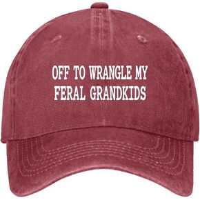 قبعة Off to Wrangle My Feral Grandkids للرجال كلاسيكية مغسولة ومتعثرة in Kuwait