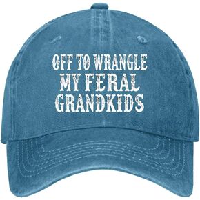 Off to Wrangle My Feral Grandkids Hat for Men Fashion Washed Distressed in Saudi Arabia