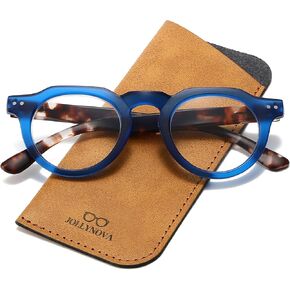 JOLLYNOVA HD7 Reading Glasses RT95, Round Blue Light Blocking Readers, Lightweight, Spring Hinge, UV Protection in Saudi Arabia